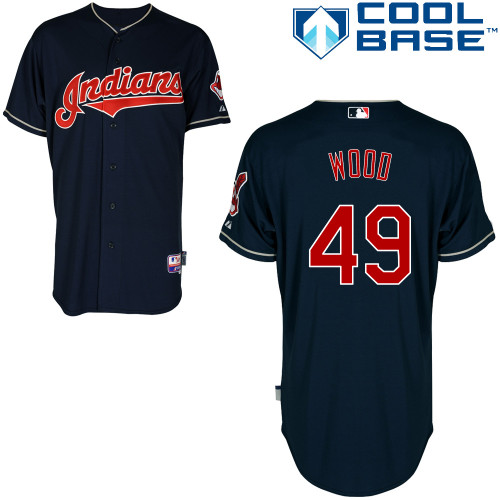 Blake Wood #49 MLB Jersey-Cleveland Indians Men's Authentic Alternate Navy Cool Base Baseball Jersey